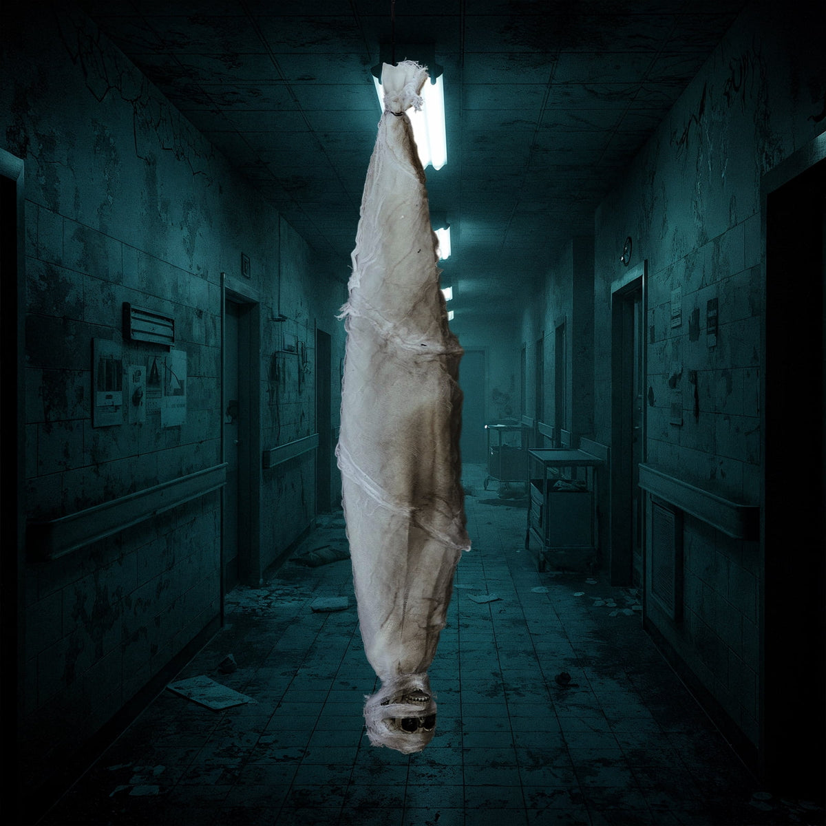 Haunt & Co 3ft Hanging Zombie Animated Creepy Mummy Halloween w/ Pre-Recorded Screaming, LED Eyes