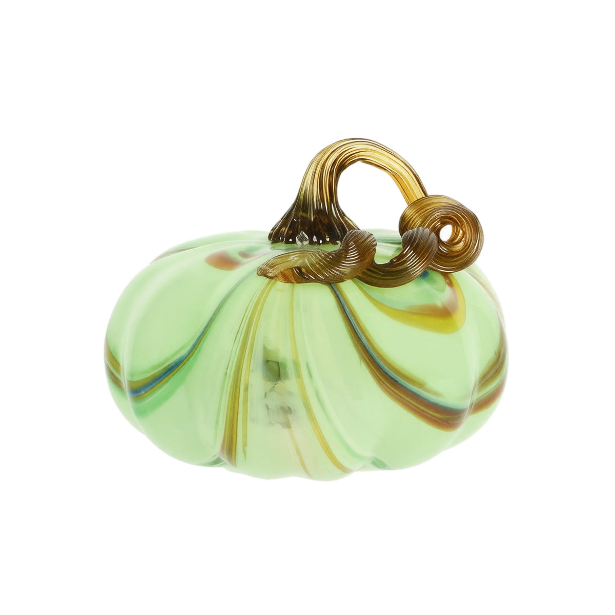 Haunt & Co Hand Blown Glass Pumpkin Figurines Halloween Decorations - Colorful Halloween Pumpkin Ornaments with Unique Swirl Patterns, Festive Tabletop & Tree Hanging Decoration