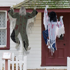 Haunt & Co 2 Pack 47 inch Climbing Zombie Skeleton with Bloodstains,Halloween Hanging Decorations Indoor and Outdoor Yard Decorations