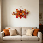 Haunt & Co Gaecuw Halloween Maple Leaf Pumpkin Hanging Decor Fall Festival Wall Ornament for Front Door Party Indoor Supplies
