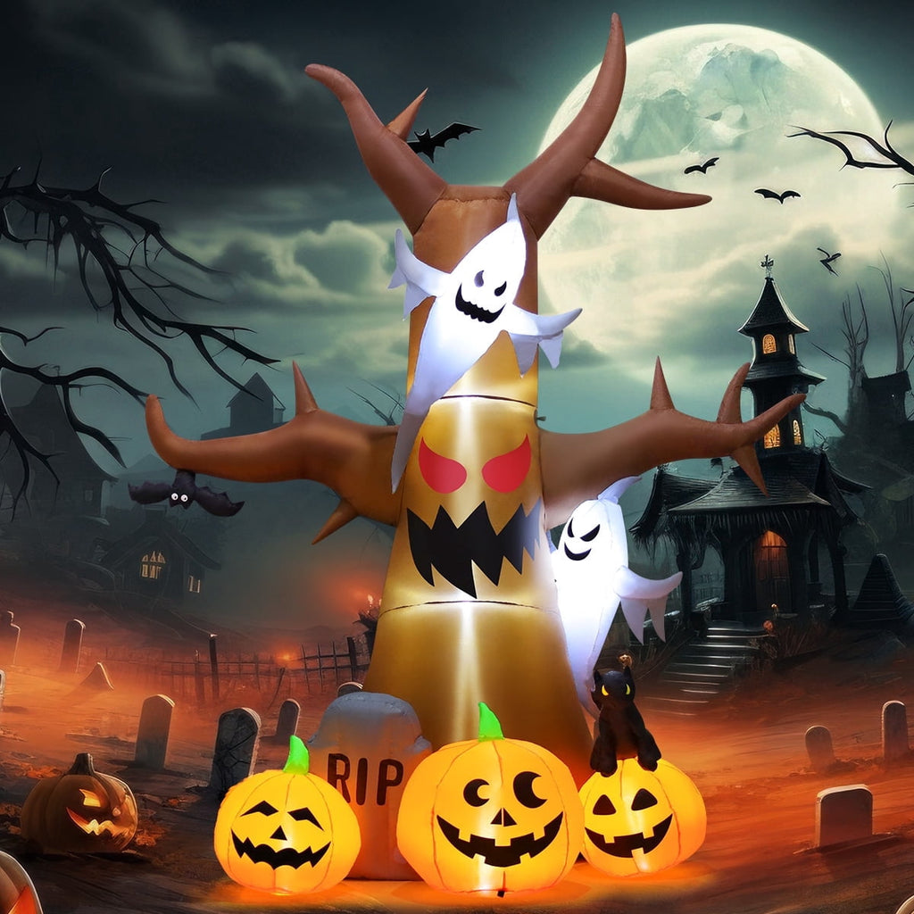 Haunt & Co Halloween Inflatable 11.8 FT Inflatable Halloween Tree, Halloween Inflatable Tree Scary Halloween Blow Up Tree with LED Lights, Outdoor Clearance for Halloween/Holiday