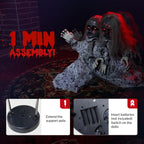 Haunt & Co 2.8ft Halloween Scary Yard Decorations, Twin Girls Halloween Standing Decoration, Animated Haunted House Halloween Party Prop Decoration, with Creepy Sounds