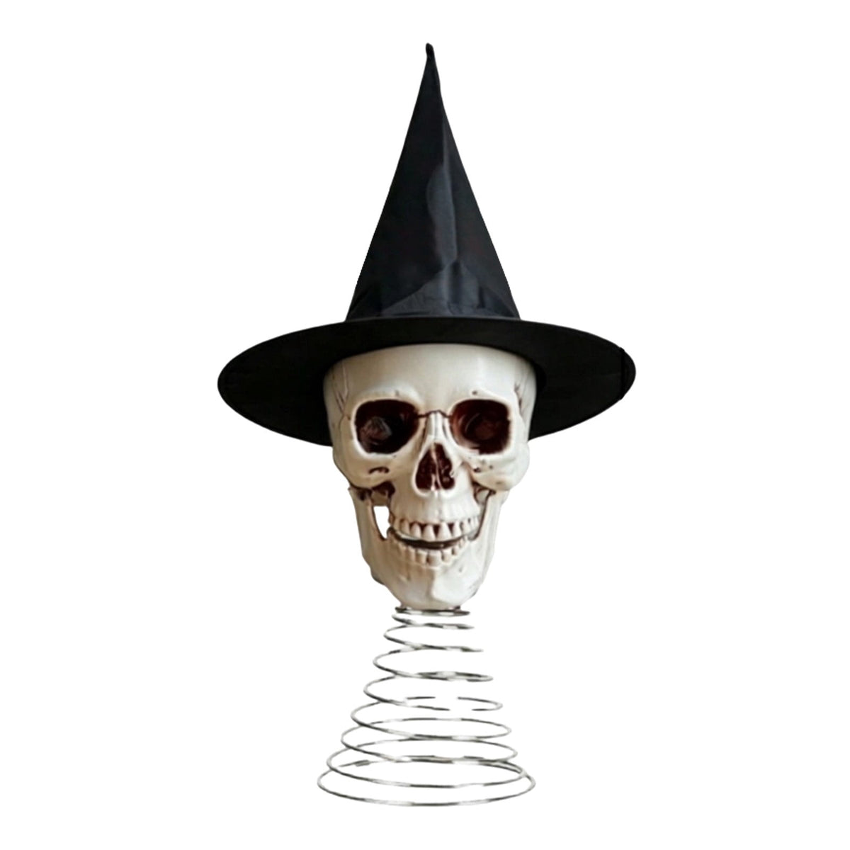 Haunt & Co 2 PCS Halloween Skull Ghost Miniature Tree Topper 9.84x 14.96 Inch, Spooky Skeleton Head with Witch Hat Ornament, Mini Christmas Tree Decor for Home Halloween Party DIY, Garden Lawn Party Decoration