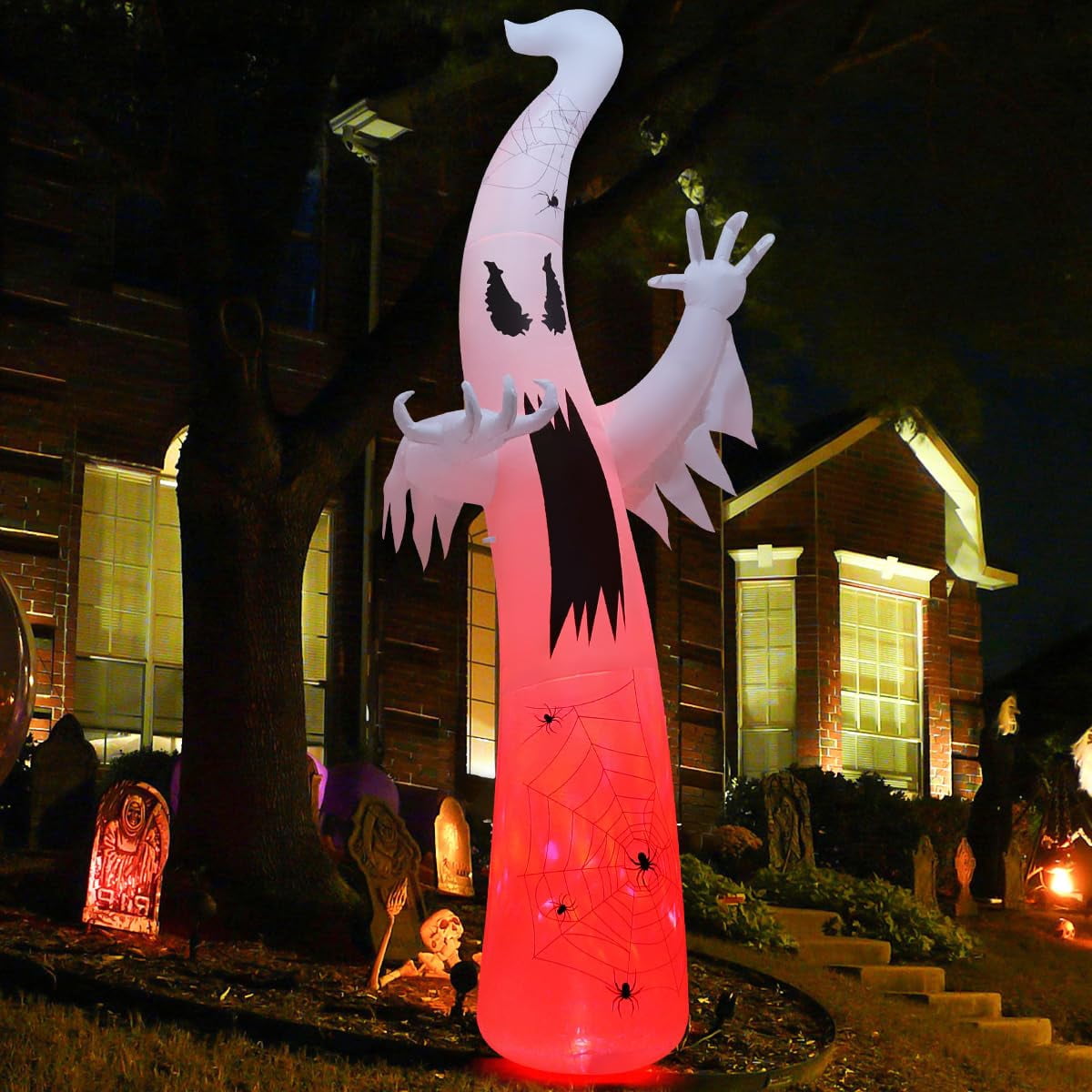 Haunt & Co Halloween Inflatable 11.8 FT Inflatable Halloween Ghost, Inflatable Halloween Ghost Scary Blow Up Ghost with LED Lights, Outdoor Clearance for Halloween/Holiday/Party
