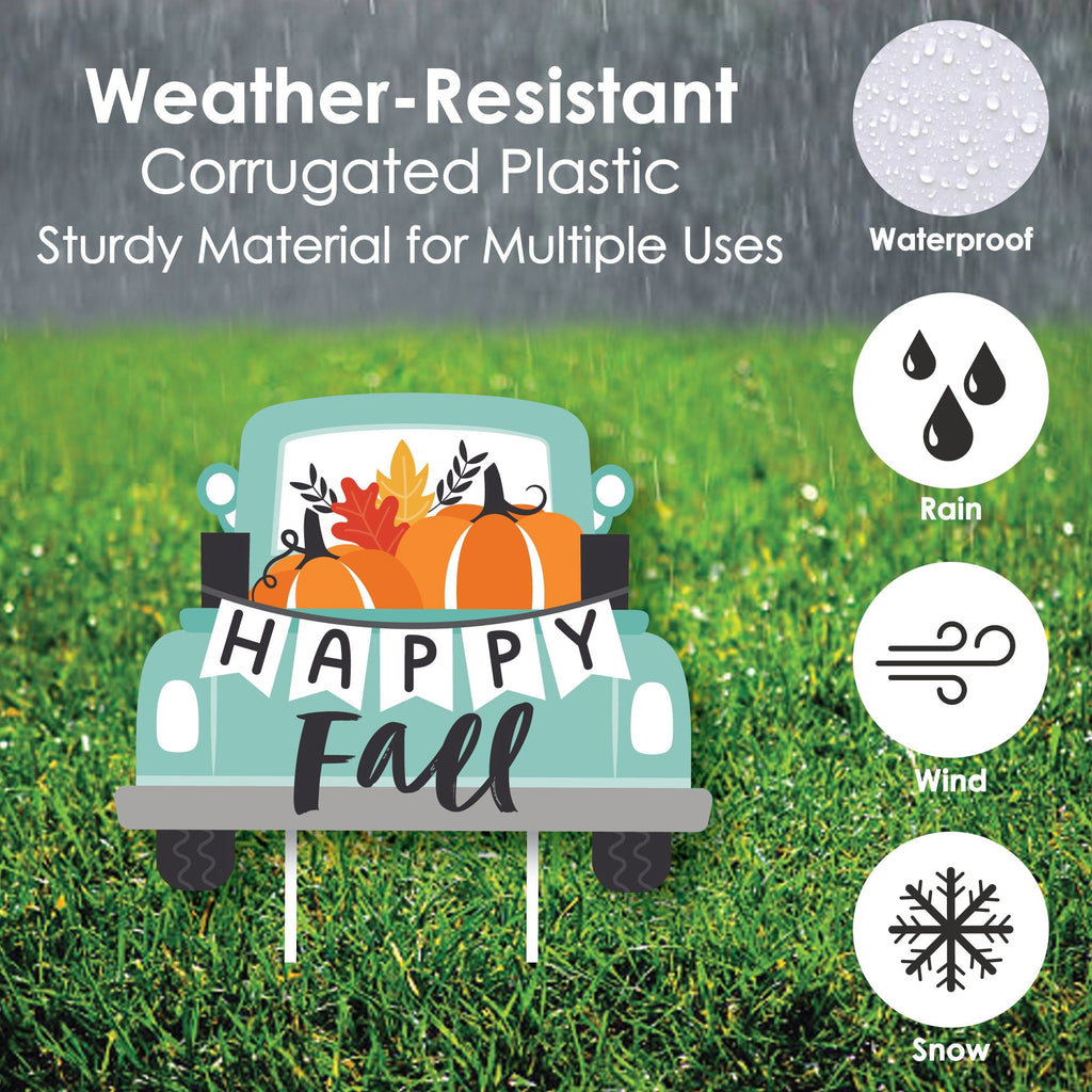 Haunt & Co Big Dot of Happiness Happy Fall Truck - Lawn Decorations - Outdoor Harvest Pumpkin Party Yard Decorations - 10 Piece