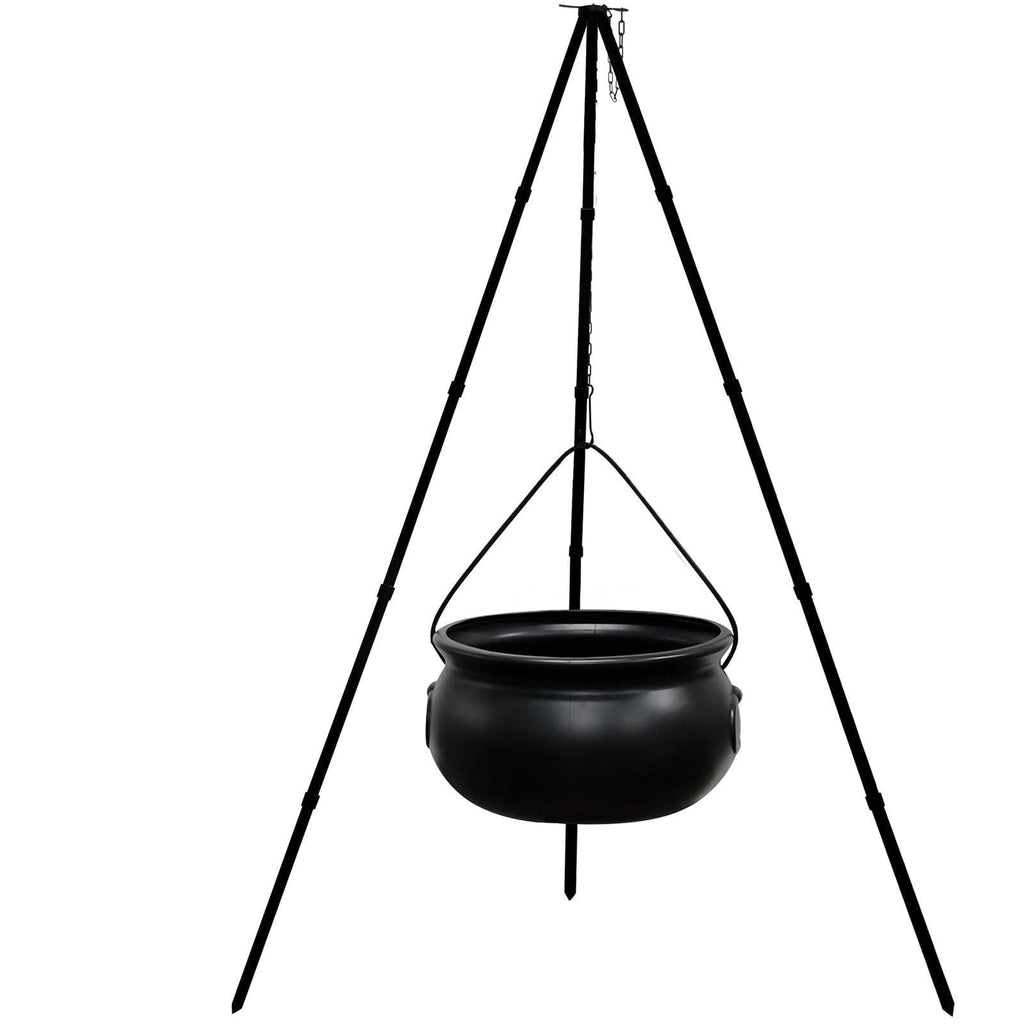 Haunt & Co SDJMa Outdoor, 7.8" Witch Cauldron on 30.7" Tripod with Timer String Lights, Halloween Haunted House Decor