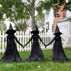Haunt & Co Evergreen Set of 3 LED Lighted Halloween Witch Stakes, 4' Tall