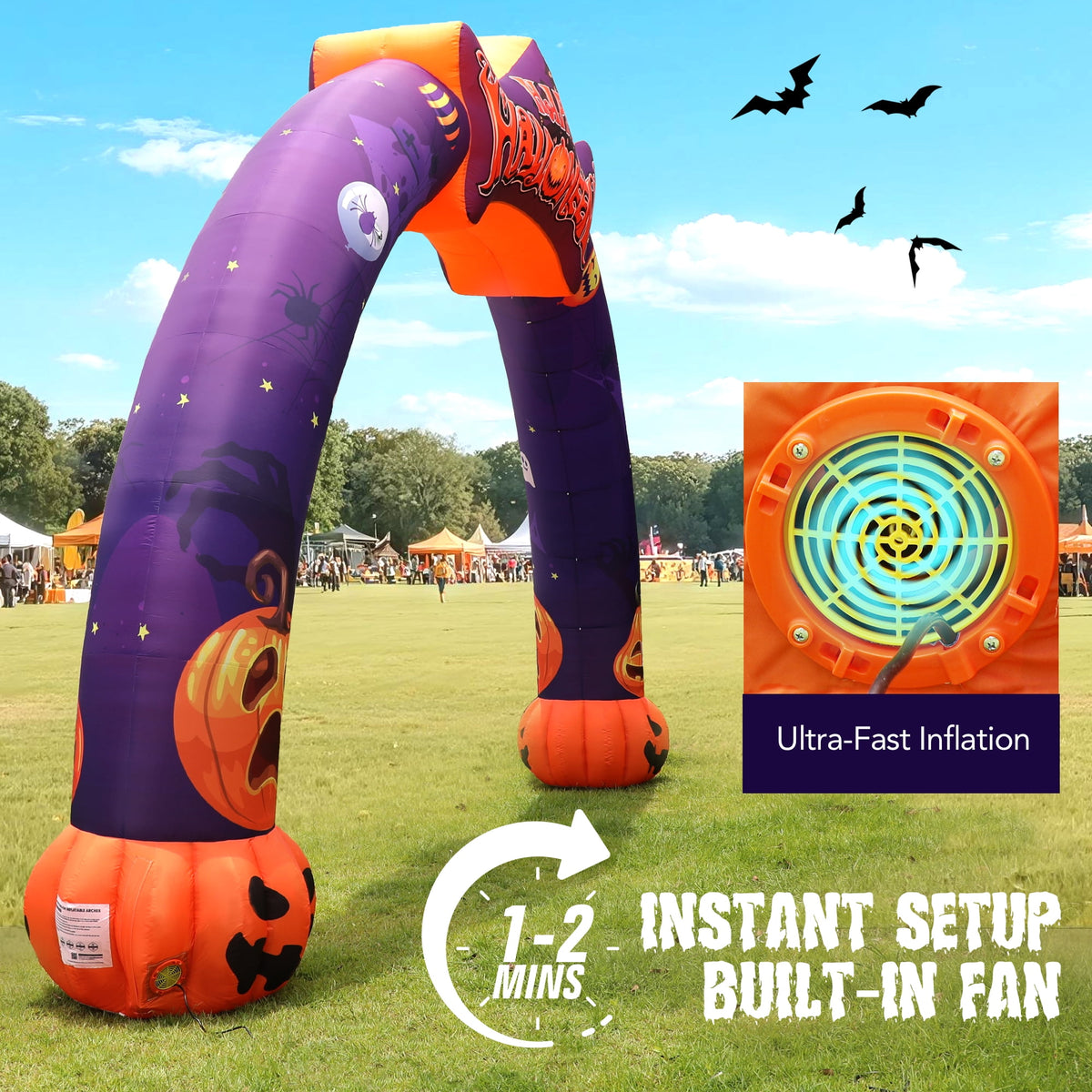 Haunt & Co Wellcomer 27ft Halloween Giant Inflatable Pumpkin Arch with Built-in Blower - Halloween Outdoor Decor