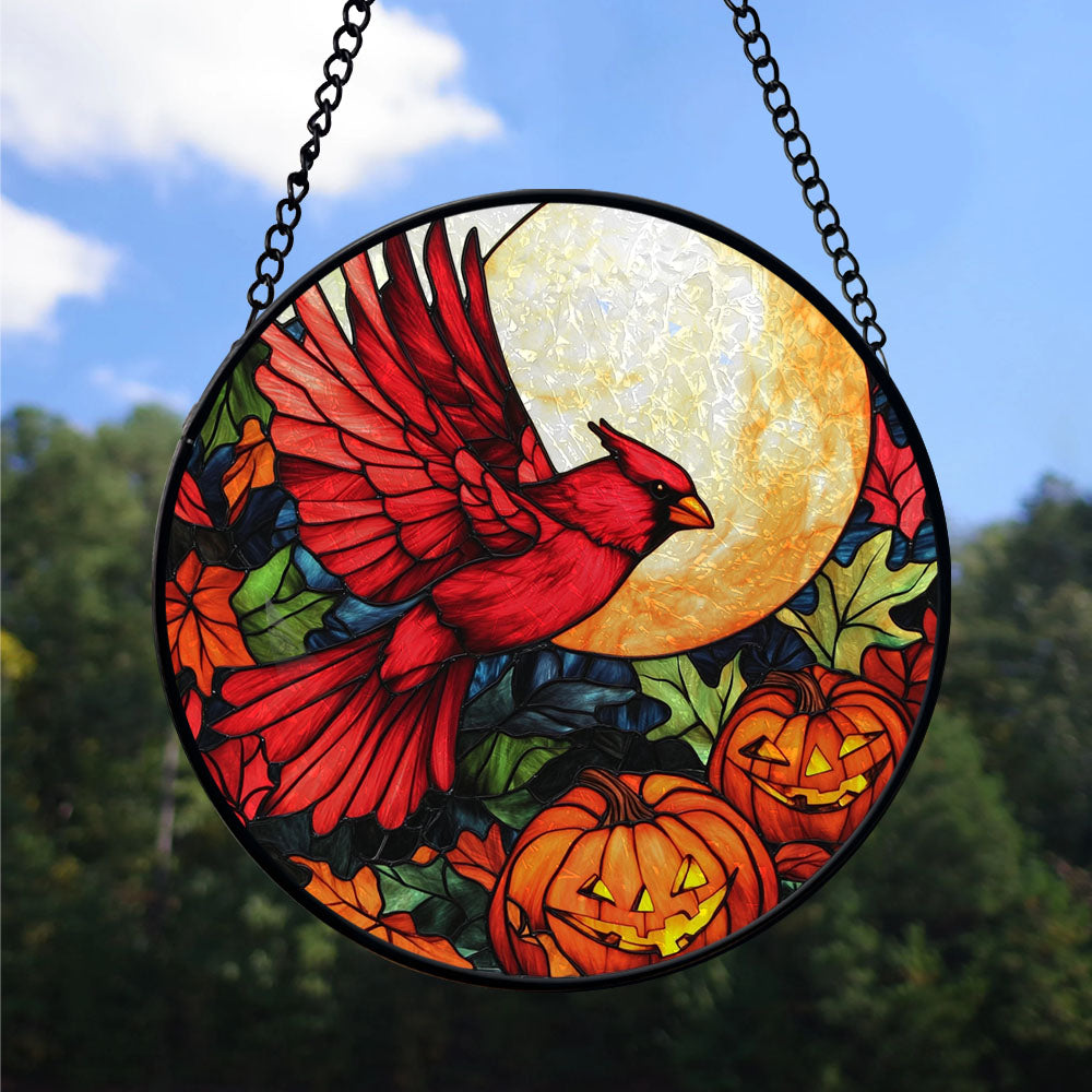 Haunt & Co Christmas Gift Set - Halloween Cardinal Christmas Stained Glass Hanging Ornament - Durable Glossy Tree Decor, Xmas Gift for Family & Friends, 2025 Edition