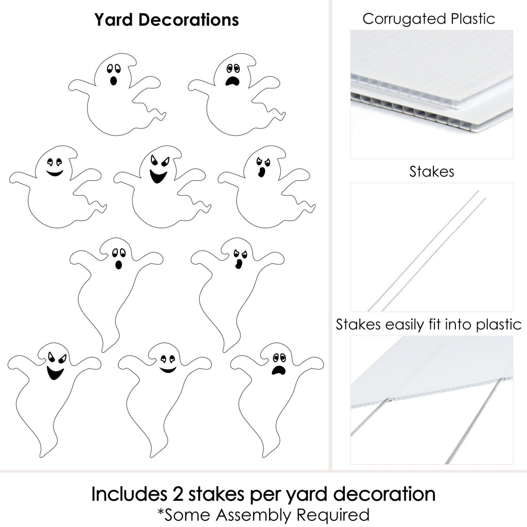 Haunt & Co Big Dot of Happiness Spooky Ghost - Ghost Shape Lawn Decoration Signs - Outdoor - 10 Piece