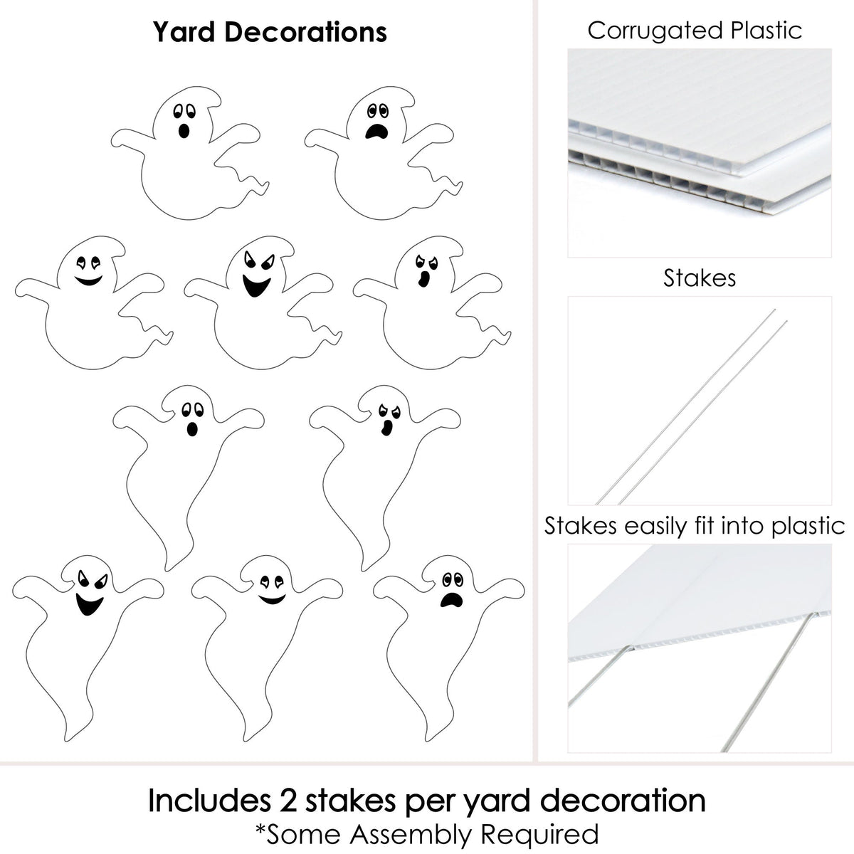 Haunt & Co Big Dot of Happiness Spooky Ghost - Ghost Shape Lawn Decoration Signs - Outdoor - 10 Piece