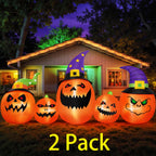 Haunt & Co (2 pack) 8FT Halloween Inflatable Pumpkins Blow ups Outdoor Decorations, Five Pumpkins with LED Lights