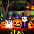 Haunt & Co (2 pack) 8FT Halloween Inflatable Pumpkins Ghost Cat with Lights,Blow ups Outdoor Decorations