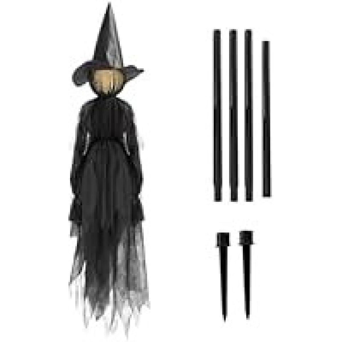 Haunt & Co Life-Size Light-Up Screaming Witches - Outdoor LED Animated Witch with 7 Color Changing Lights & Sound Activation, Scary Yard Decoration
