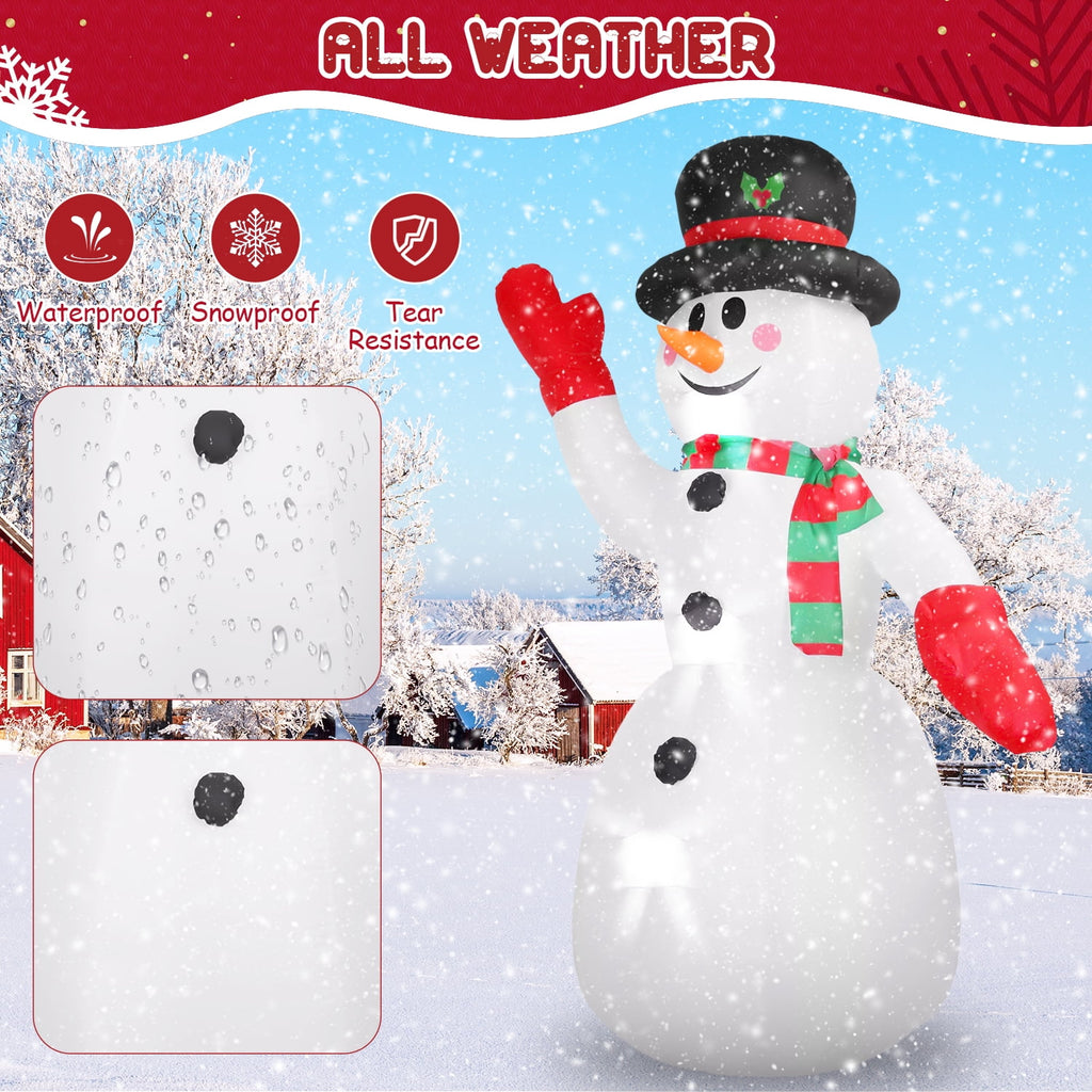 Haunt & Co 8ft Snowman Christmas Inflatables, Blow up with LED Lights Built-in for Holiday/Party/Yard/Garden Decoration