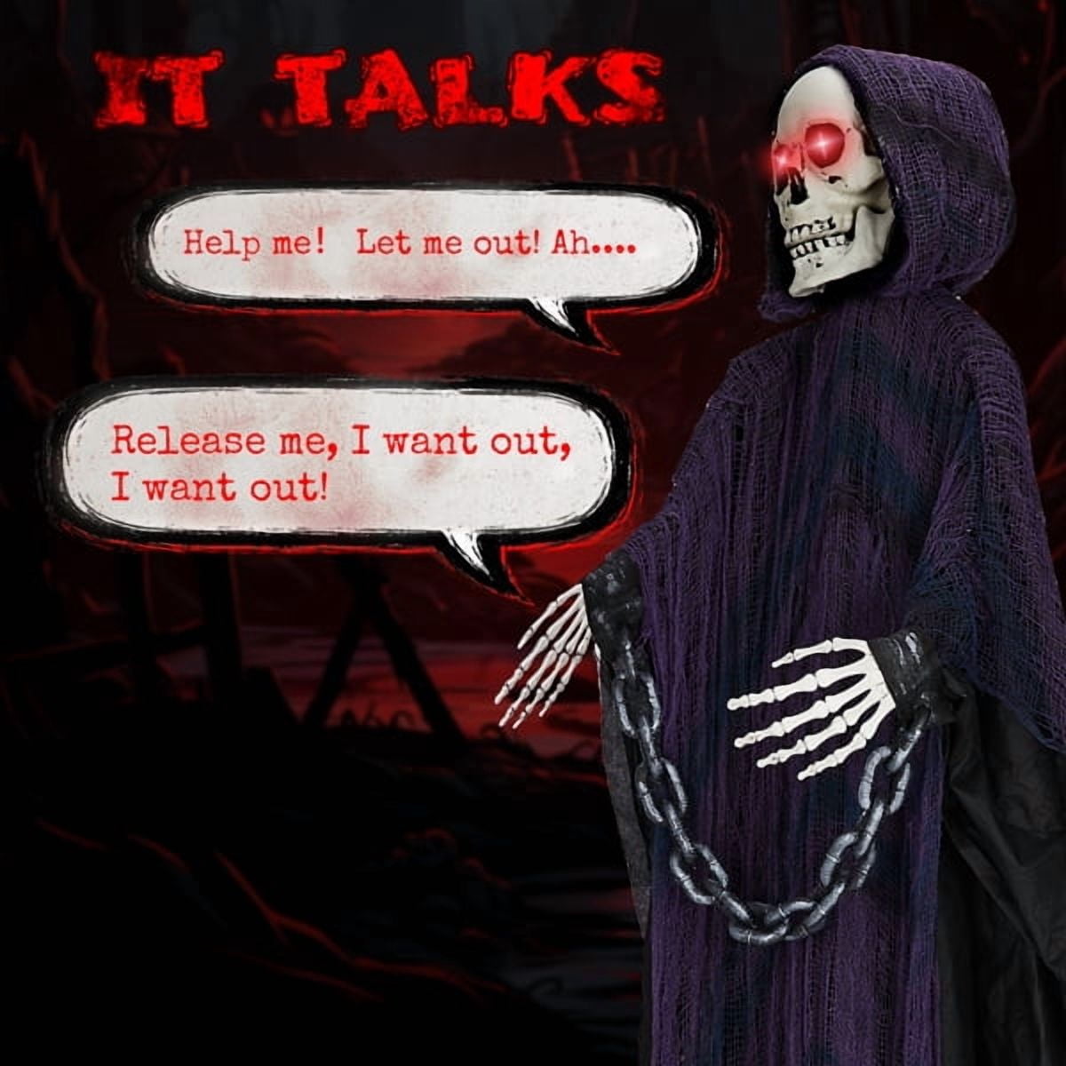 Haunt & Co 6ft Life-Size Halloween Animatronic Grim Reaper - Sound-Activated, 1-Minute Assembly
