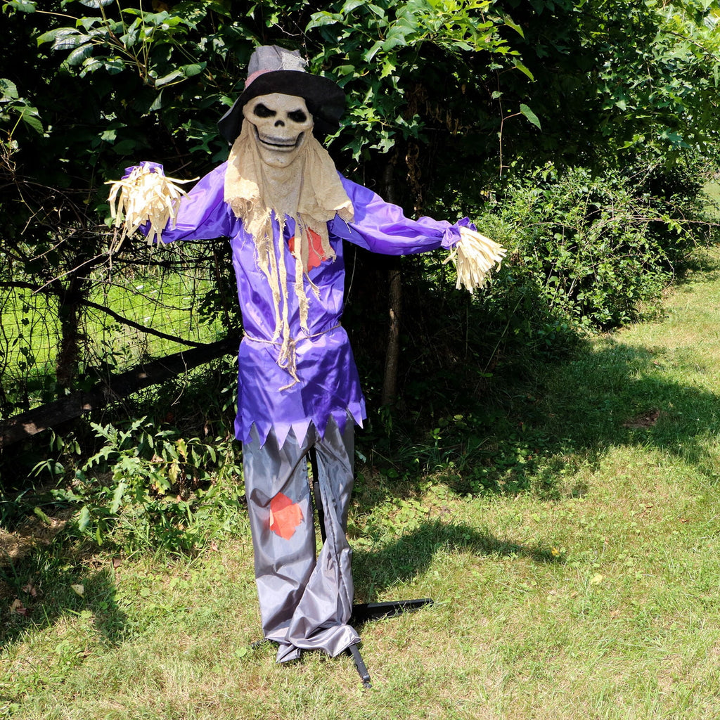 Haunt & Co 6 ft Standing Halloween Scarecrow Yard Decoration with LED Green Eyes