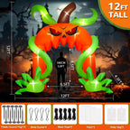 Haunt & Co 12FT Giant Halloween Pumpkin Arch Inflatable with LED Lights, Scary Blow-Up Decoration
