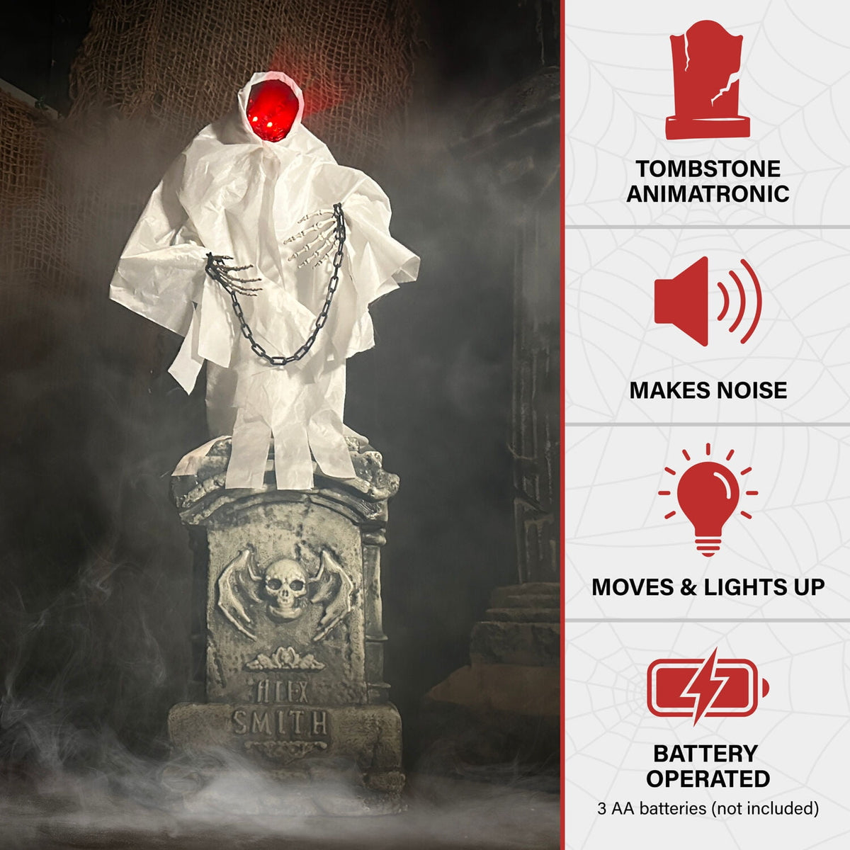 Haunt & Co 4.3 ft Touch-Activated Animated Spectre on Tomb Halloween Accessory