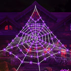 Haunt & Co HKKDKTA Halloween Spider Web Lights Decoration, 250 LED Giant Spider Web 16.4ft Light Up Halloween Web Lights