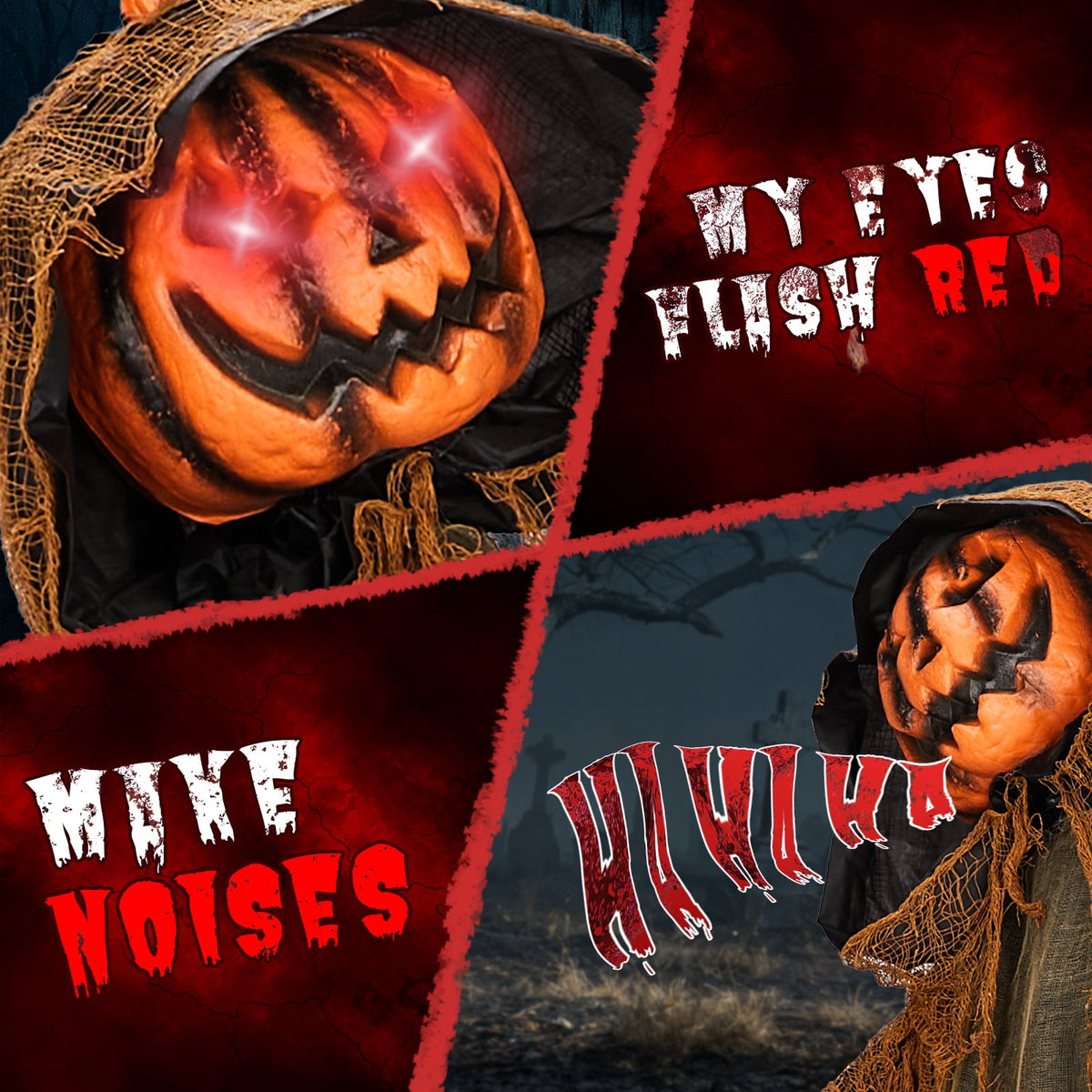 Haunt & Co 6ft Pumpkin Man Animated Animatronic Decoration Creepy Halloween w/ Classic Cape Creepy Cloaked Jack-o'-Lantern