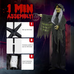 Haunt & Co 6FT Halloween Animatronic Witch Standing Outdoor w/ Red Eyes,Scary Sounds
