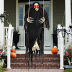 Haunt & Co 3 FT Halloween Hanging Swinging Skeleton,Light Up Creepy Grim Reaper with Black Hood Decorations for Halloween Hanging Decorations Indoor Outdoor Yard Home Decorations
