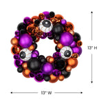 Haunt & Co Northlight Eyeballs and Shatterproof Ornaments Small Halloween Wreath - 13" - Purple and Black