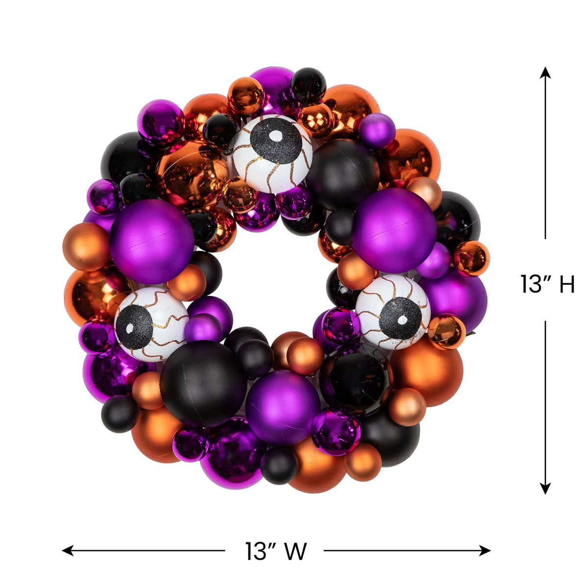 Haunt & Co Northlight Eyeballs and Shatterproof Ornaments Small Halloween Wreath - 13" - Purple and Black
