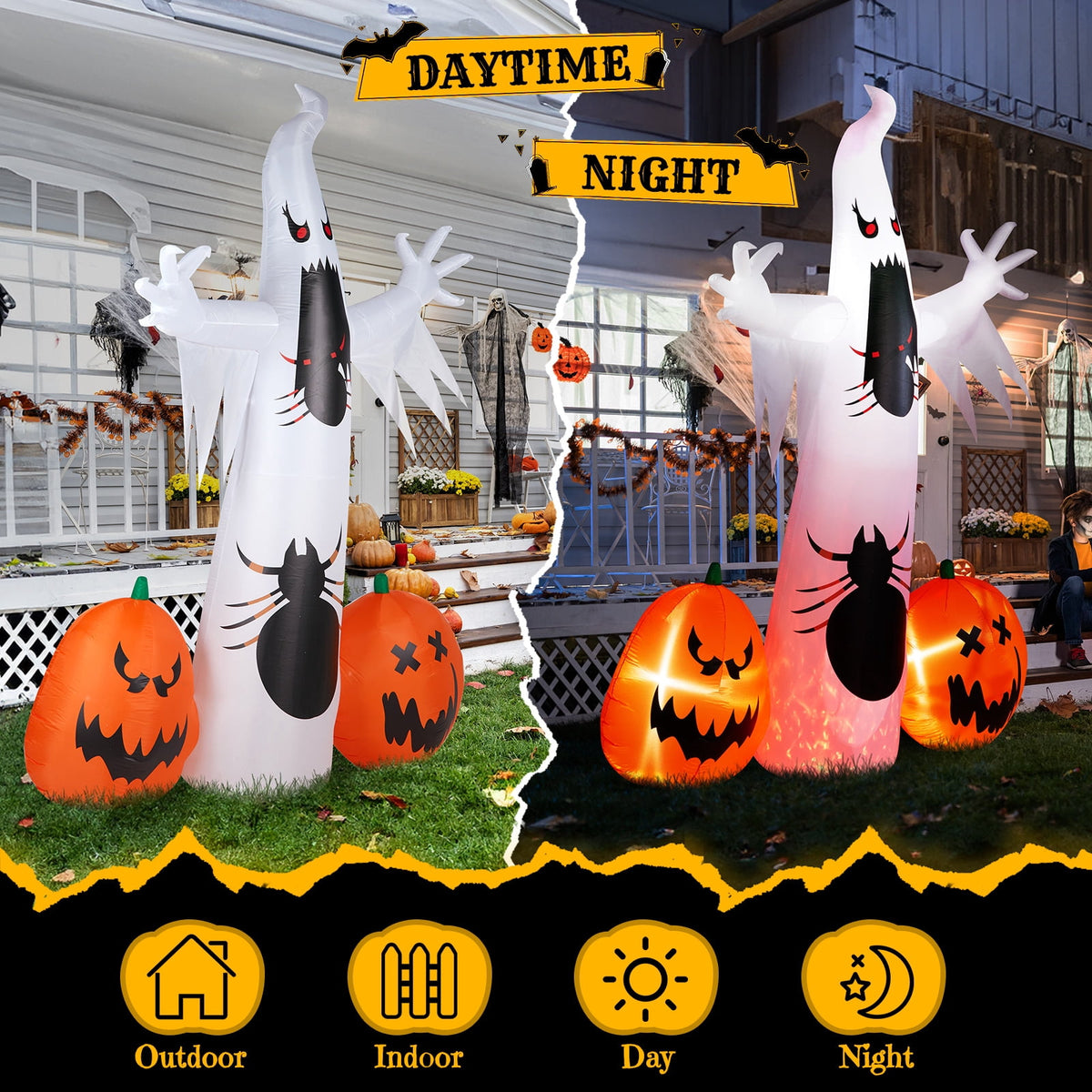 Haunt & Co 12 ' Halloween Ghost & Pumpkin Outdoor Halloween Inflatables