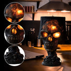 Haunt & Co HAHUT Halloween Lava Stone Skull Table Lamp, Gothic Resin Skeleton Statue Ornament for Halloween Anniversary Valentines Birthday Gifts