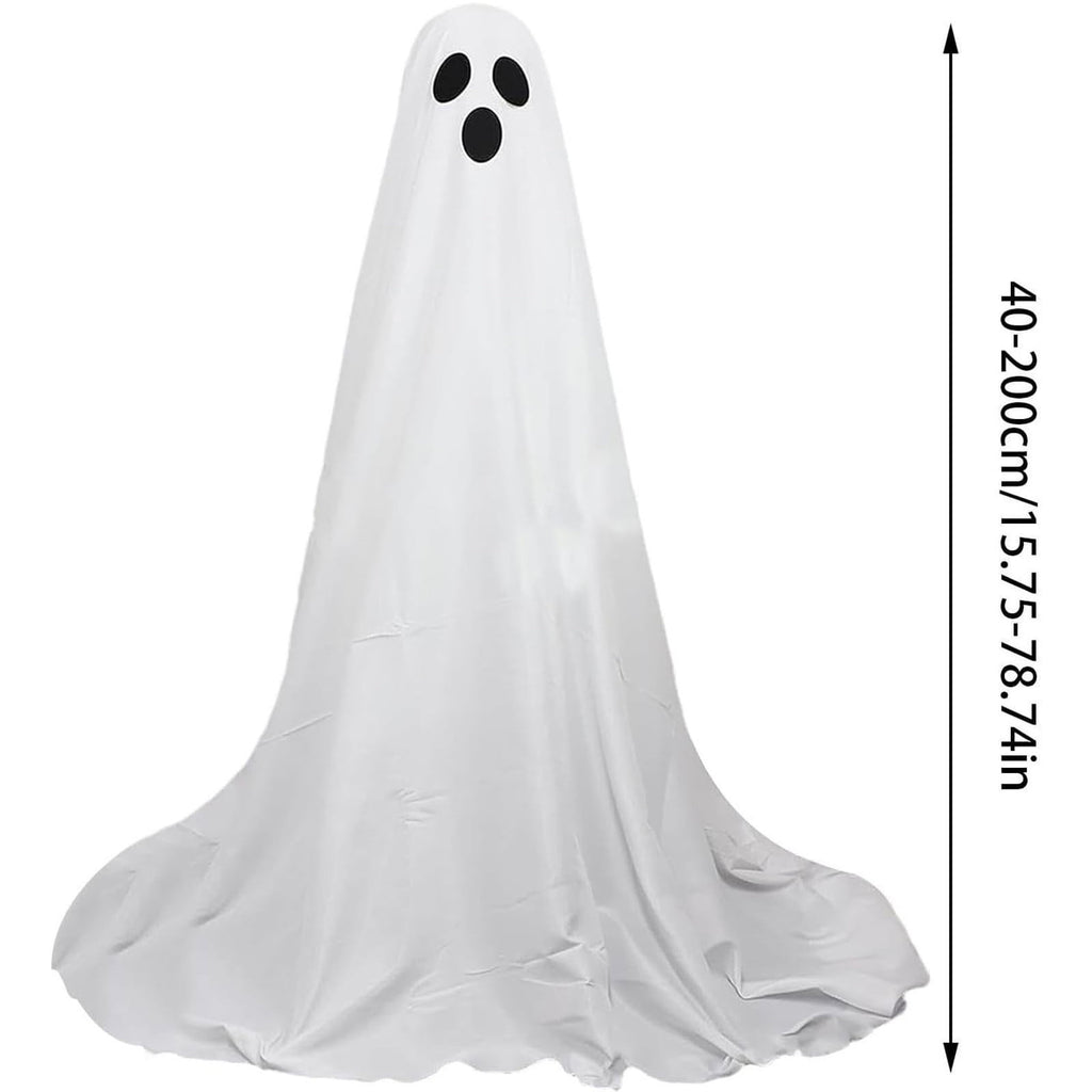 Haunt & Co Halloween Ghost Decorations 8ft Tall Glowing White Fabric Ghost with Light Stand