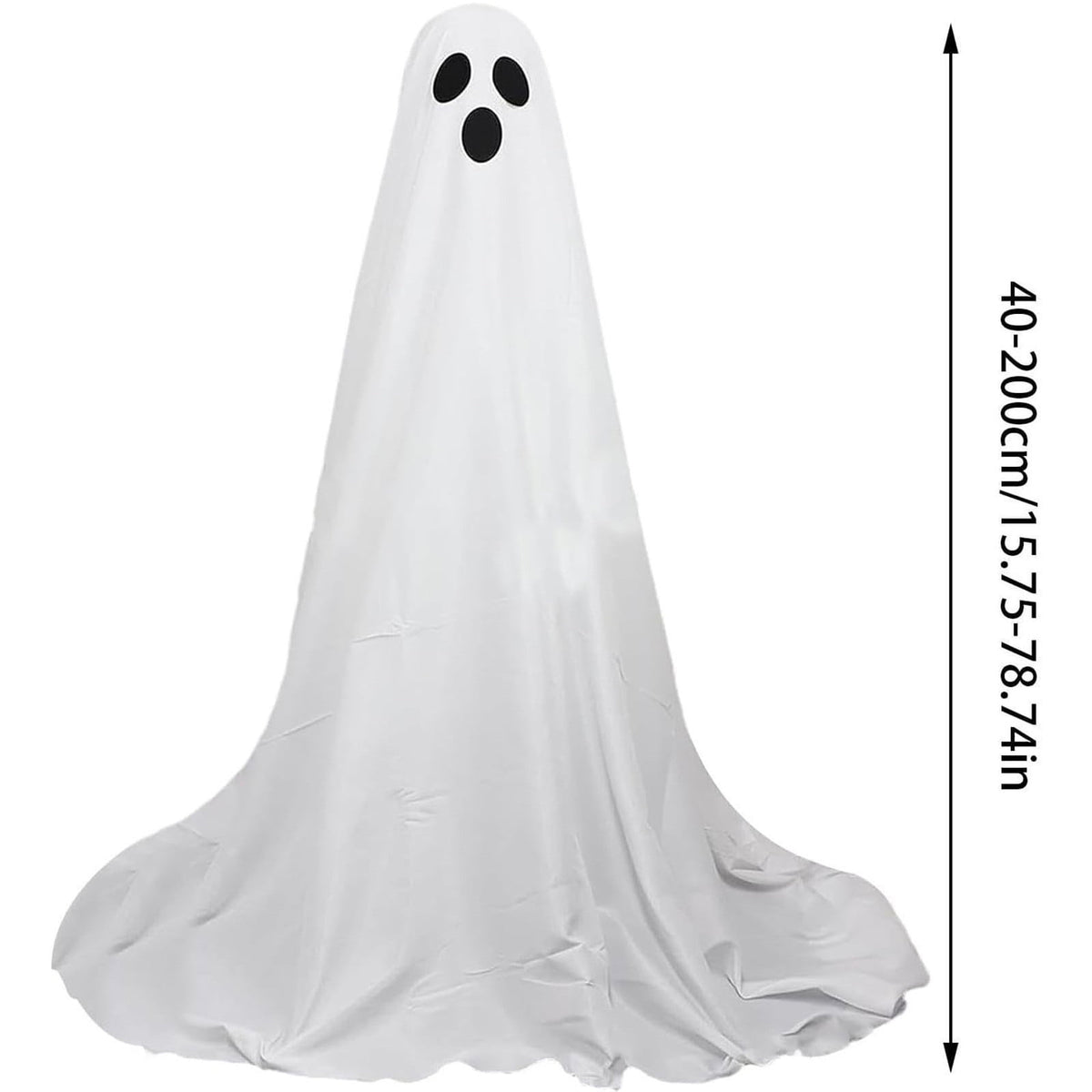 Haunt & Co Halloween Ghost Decorations 8ft Tall Glowing White Fabric Ghost with Light Stand