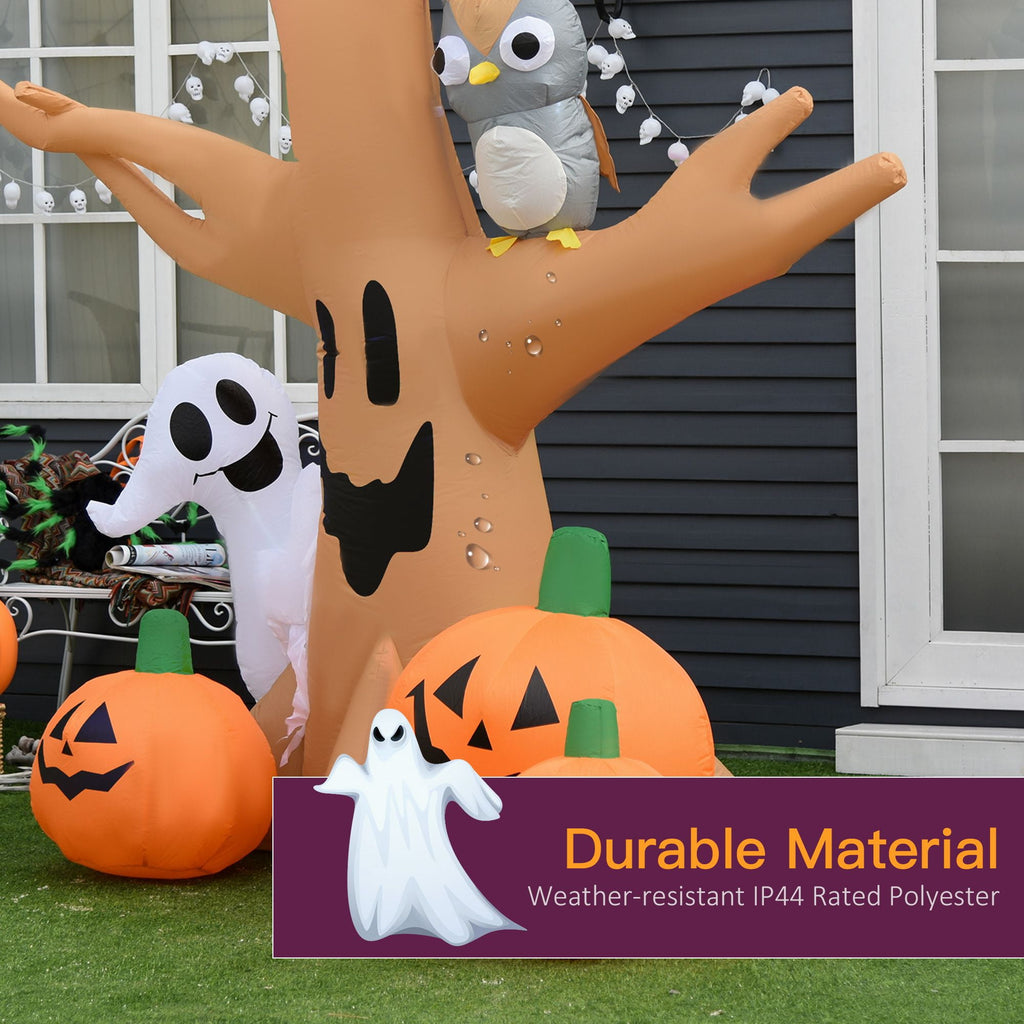 Haunt & Co 7.5FT Halloween Inflatable Scary Ghost Tree with Owl Ghost Pumpkins LED Lights Yard Decoration