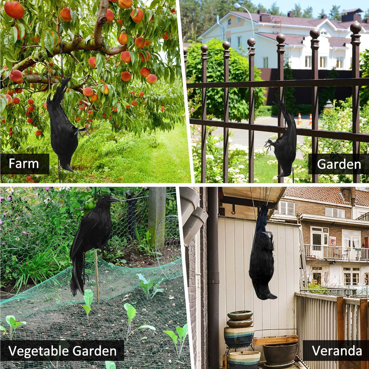 Haunt & Co Halloween Realistic Hanging Dead Crows Decoy Fake Crows for Halloween Garden Tree Porch Terrify Decorations