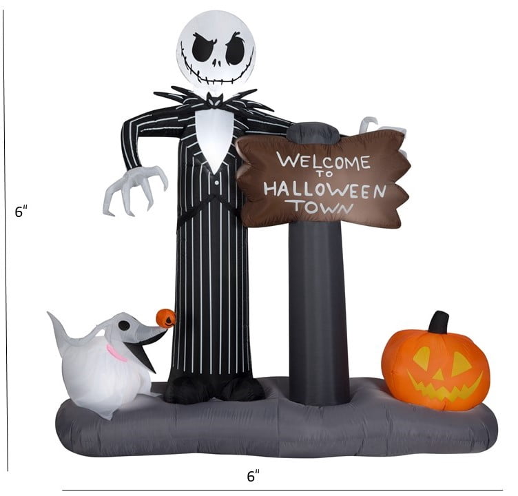 Haunt & Co Industries Yard Inflatables Nightmare Before Christmas Halloween Town Scene, 6 ft