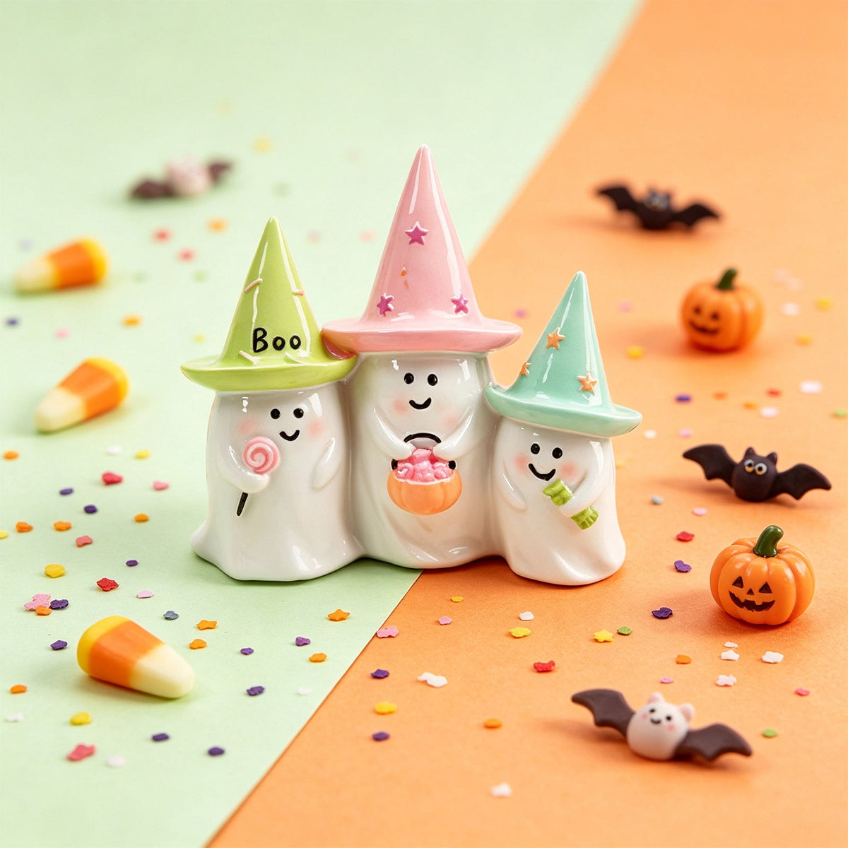Haunt & Co Vintage Ghost Resin Figurine Halloween Spooky Decor Desktop Ornament For Home Party Shelf Display Gift