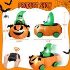 Haunt & Co (2 pack) 2.6ft Halloween Inflatable with Music and Lights,Remote Control Pumpkin Ghost Car,Blow ups Rc Car,Indoor Outdoor,Orange Green