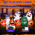 Haunt & Co 7ft Long Halloween Inflatable with Lights,Pumpkin Ghost