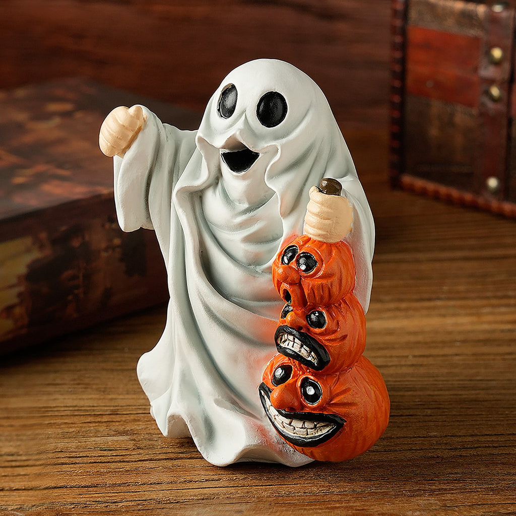 Haunt & Co Halloween Haunted Ghost Pumpkin Ornaments â?? Bold Silhouettes with Creepy Shadows, Halloween Decorations for Snack Tables, Dessert Stations & Halloween Party Setups â?? great for Halloween Parties