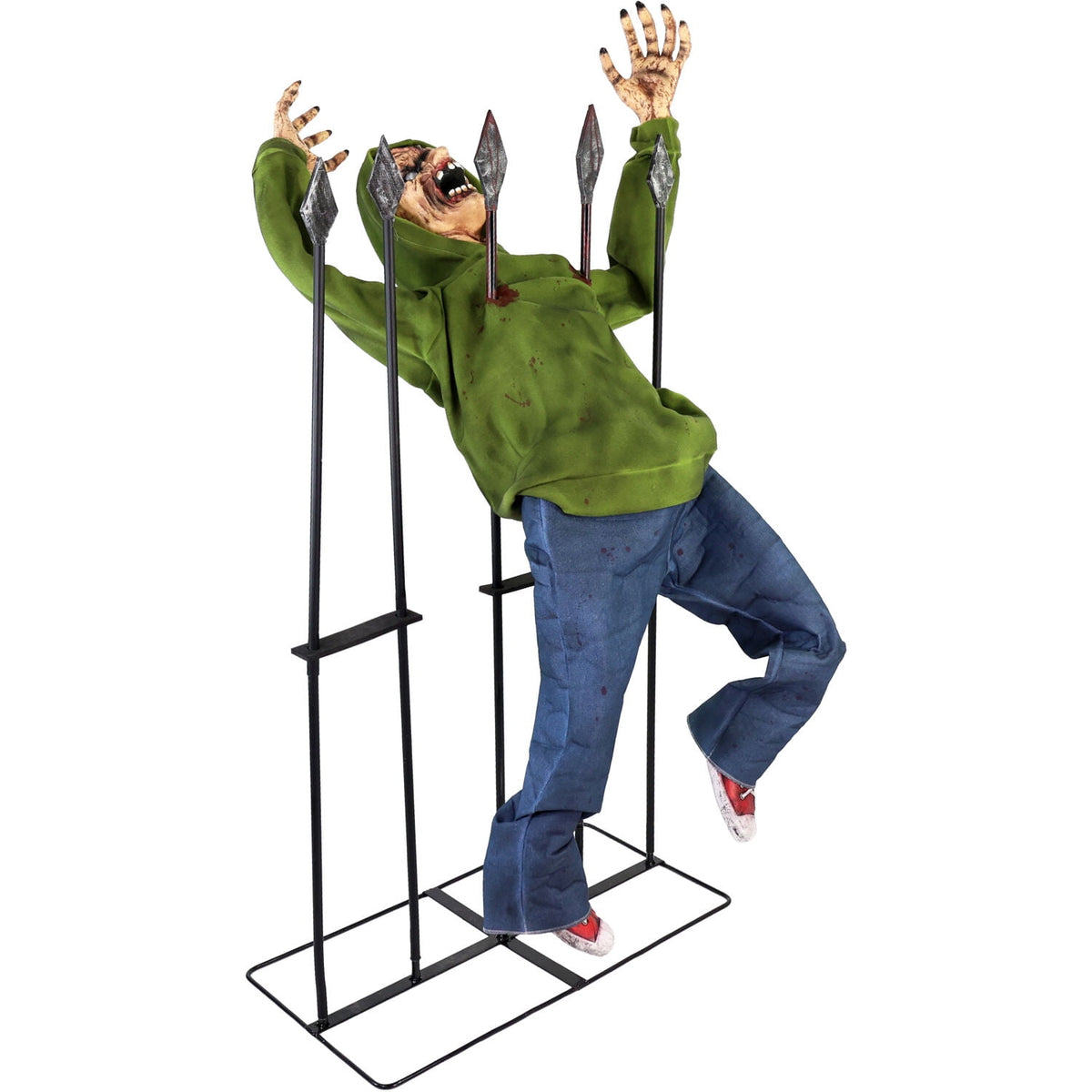 Haunt & Co 4.4 ft Voice-Sensor Impaled Zombie Halloween Animatronic