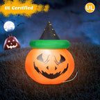 Haunt & Co Patiojoy 4 Ft Blow-up Inflatable Pumpkin With Witch Hat LED Bulbs Yard