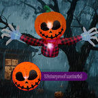 Haunt & Co 5 FT Halloween Inflatable Pumpkin Ghost - Outdoor LED Blow-Up Decoration with Giant Arms, Light-Up Eyes, Waterproof Yard Decor
