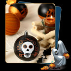 Haunt & Co Halloween Ornaments for Tree - 9 Pieces Spooky Gothic Hanging Pendant Balls, Shatterproof ABS Indoor Halloween Decorations for Hoe & Office Decorm