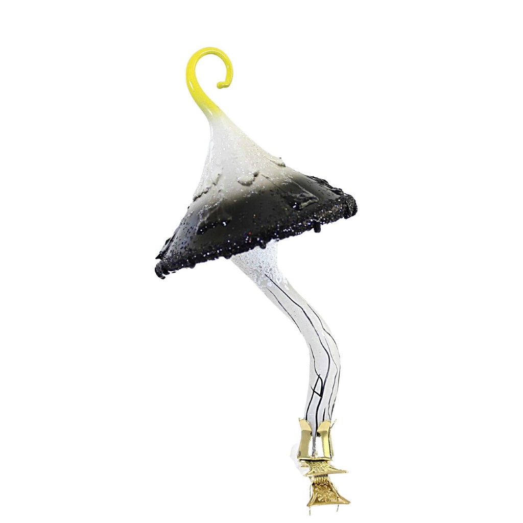 Haunt & Co Black & White Magic Mushroom - 1 Glass Ornament 7 Inch, Glass - Ornament Shrrom Clip Halloween 2022-204