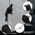 Haunt & Co Halloween Realistic Hanging Dead Crows Decoy Fake Crows for Halloween Garden Tree Porch Terrify Decorations