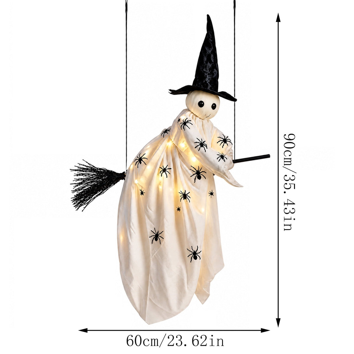 Haunt & Co Halloween Flying Ghost Decorations, Large Hanging Ghost Ornament with Weather Resistant Design and Swinging Effect, Spooky Outdoor Yard Decor for Porch Tree Garden Party House Decoration-B