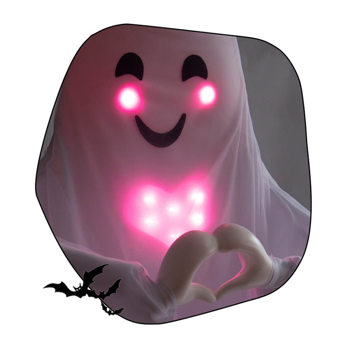 Haunt & Co Roiihwy Halloween Decorations White Ghost Ornament, Voice Activated Talking, Indoor Outdoor Decorative, 43.3x18.9x7.9in Multicolor