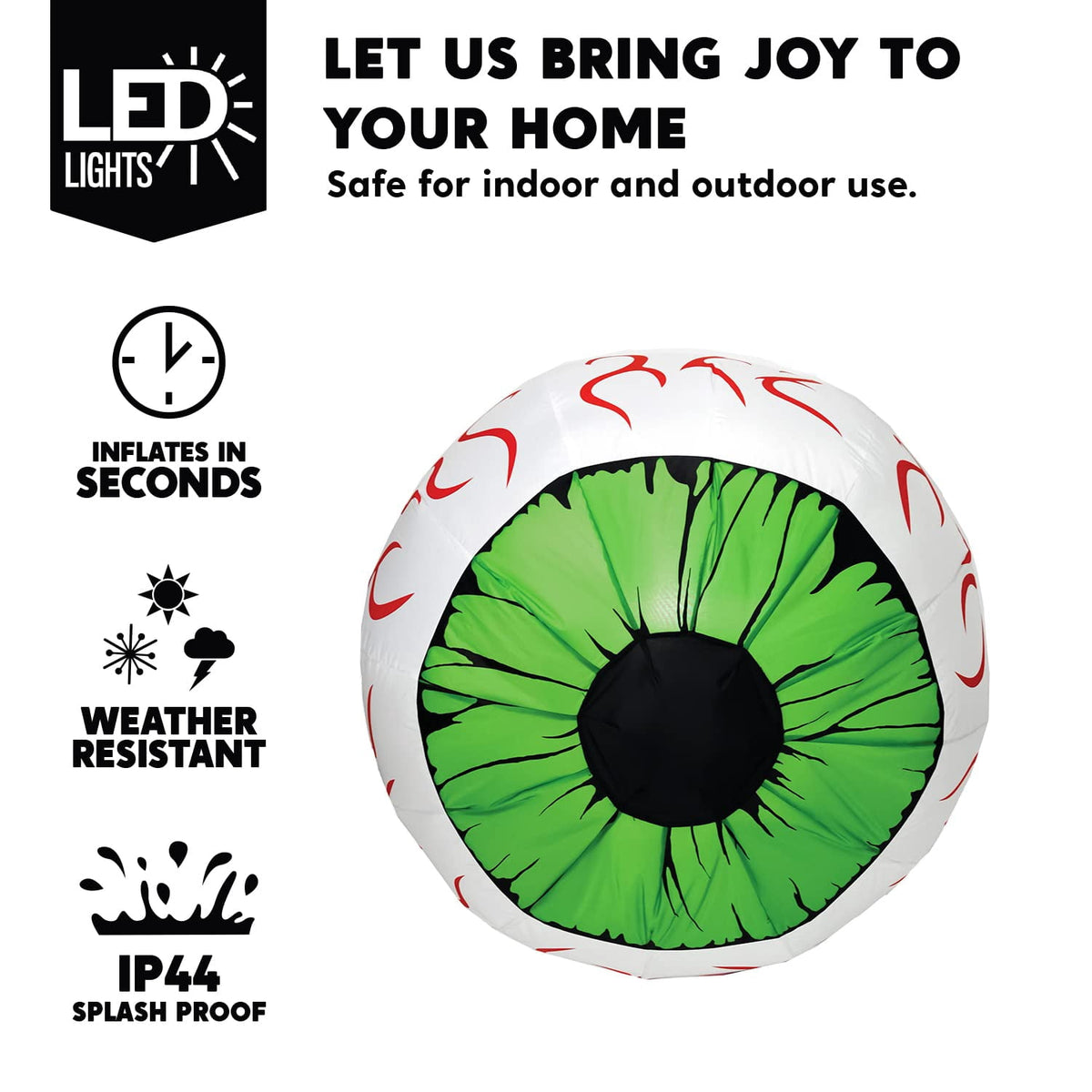 Haunt & Co 2 Pack Halloween Inflatable Eyes Decoration with Build-in LEDs,3 ft Blow Ups Green Eyes