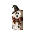 Haunt & Co PLLFRLRT Wooden Halloween Decorations Set Of 3 Fall Mantel Decor Ornaments Farmhouse Tabletop Signs with Witch Hat